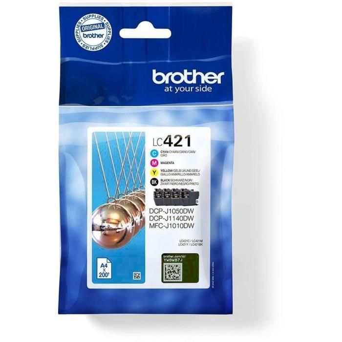 BROTHER Pack de 4 cartuchos de tinta negro, cian, magenta y amarillo LC421VAL para DCP-J1050DW / DCP 0 BROTHER Pack de 4 cartuchos de tinta negro, cian, magenta y amarillo LC421VAL para DCP-J1050DW / DCP 0