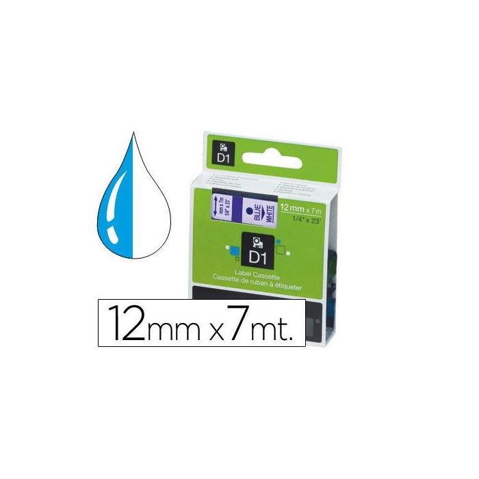 Dymo Cinta De Transferencia Termica D1 45014. Etiquetas Estándar Azul Sobre Blanco De 12 mmx7M. Poliester Autoadhesiva. Rotuladora Labelmanager