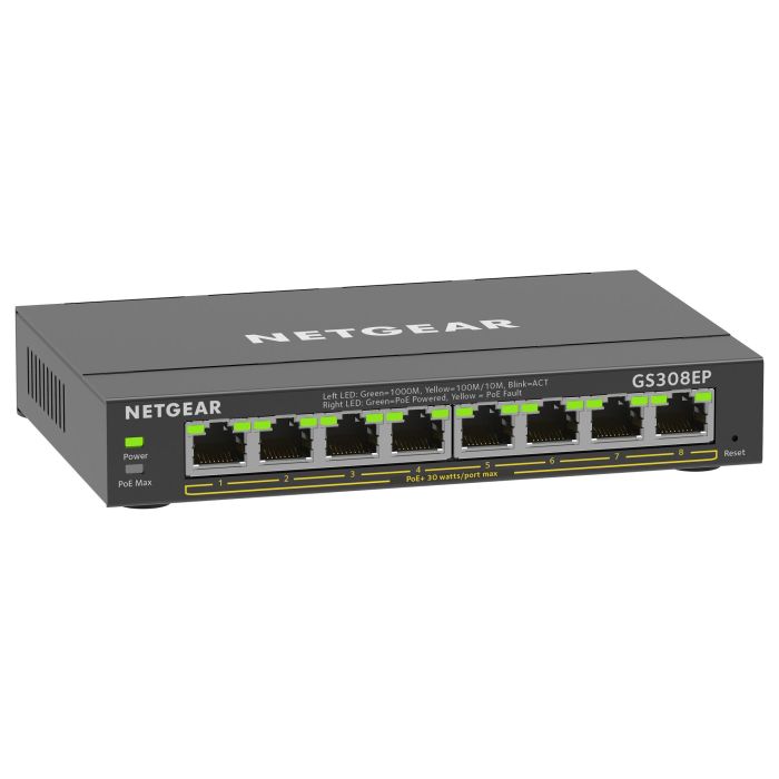 NETGEAR GS308EP Switch PoE+ Gestionado Gigabit Ethernet 8 Puertos 2 NETGEAR GS308EP Switch PoE+ Gestionado Gigabit Ethernet 8 Puertos 2