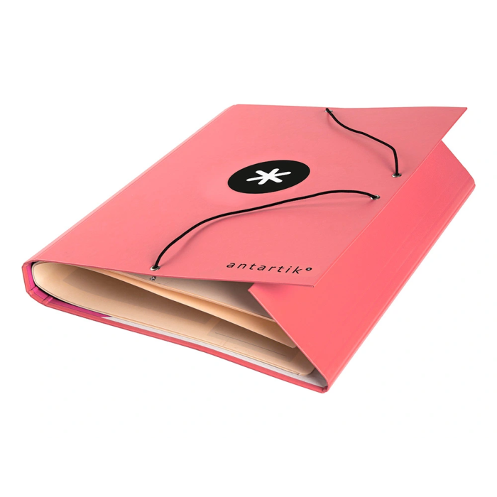 Antartik Carpeta Clasificadora A4 12 Departamentos con Goma Cierre, Cartón Forrado, Color Coral 8