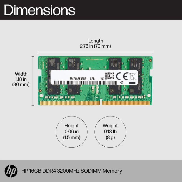 HP Memoria SODIMM 16GB DDR4 3200 MHz para Laptop, Mejora de Rendimiento y Capacidad 2 HP Memoria SODIMM 16GB DDR4 3200 MHz para Laptop, Mejora de Rendimiento y Capacidad 2