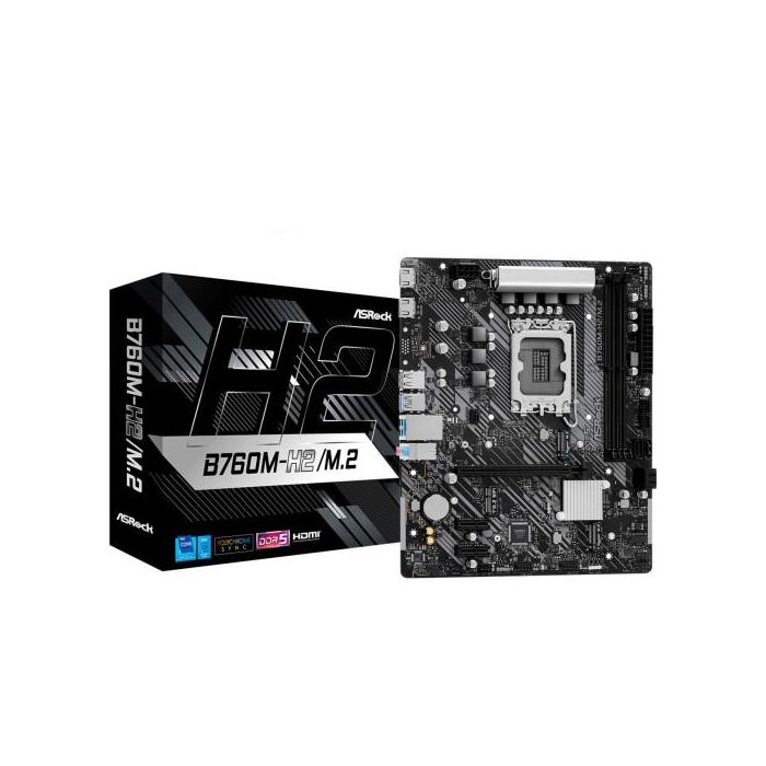 ASRock Placa Base B760M-H2/M.2 Intel LGA 1700 B760 DDR5 96GB HDMI+DP 4SATA 2M.2 5USB 3.2 1USB-C GBLAN Micro ATX 90-MXBN00-A0UAYZ 3