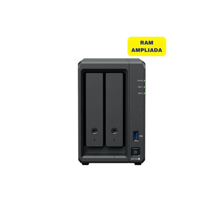 Synology DS725+/16G NAS DiskStation 2 Bahías 3.5"/2.5" con 16GB DDR4, Expansión hasta 140TB, 2.5GbE para Hogar/Empresa