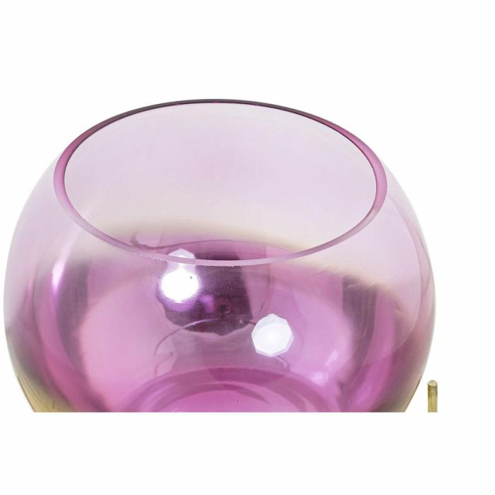 Portavelas DKD Home Decor 8424001830619 Rosa Dorado Metal Cristal 19 x 19 x 20,5 cm 2