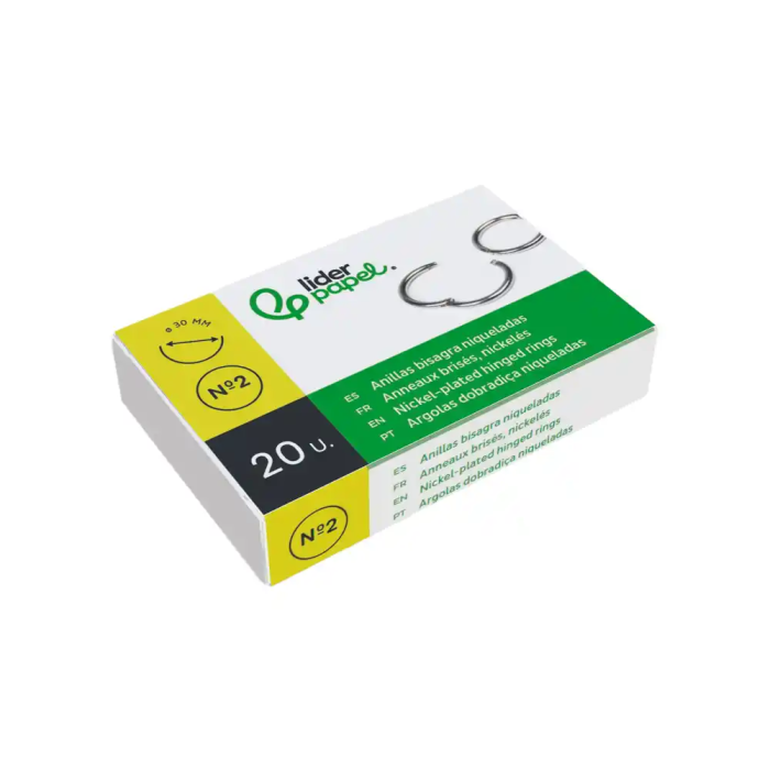 Liderpapel Anilla Bisagra N.2 Niquelada Diámetro 30 mm Caja de 20 Unidades 1 Liderpapel Anilla Bisagra N.2 Niquelada Diámetro 30 mm Caja de 20 Unidades 1