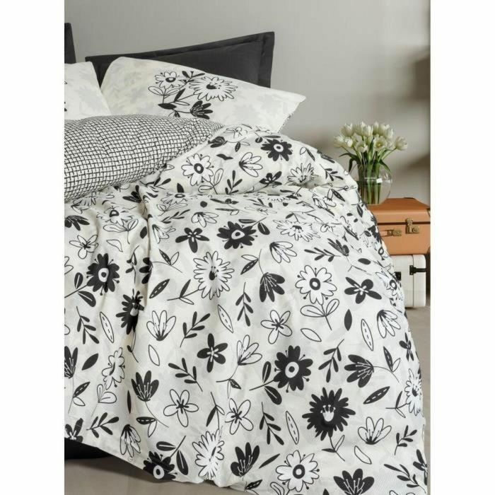 ASI8684283425440 Juego de Cama Negro 100% Algodón - Funda Nórdica 220x240 cm + 2 Fundas Almohada 60x60 cm 2