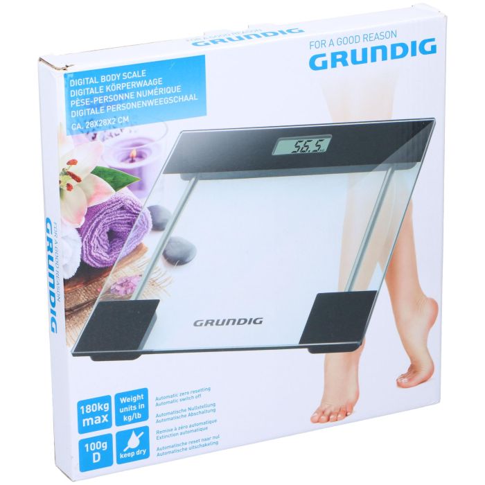 GRUNDIG Báscula de Baño Digital con Cristal Transparente - BASCULA DE BAÑO GRUNDIG DIGITAL CRISTAL TRANSPARENTE
