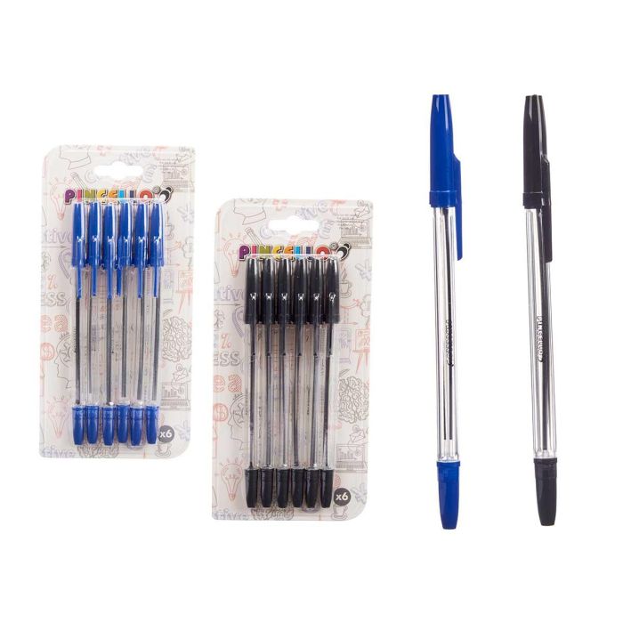 Set 6 Bolígrafos Normales Surtidos Pincello - Azul, Negro - 10x21x2 cm (24 Unidades) Set 6 Bolígrafos Normales Surtidos Pincello - Azul, Negro - 10x21x2 cm (24 Unidades)