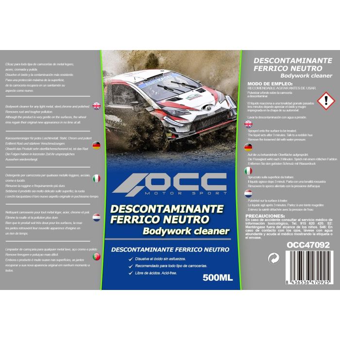 OCC Motorsport Descontaminante Ferrico Coche 500 mL OCC47092 para Pintura, Cristales y Llantas 1 OCC Motorsport Descontaminante Ferrico Coche 500 mL OCC47092 para Pintura, Cristales y Llantas 1
