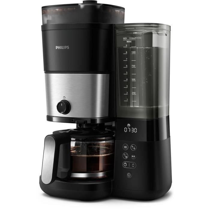 Cafetera de filtro con molinillo integrado - PHILIPS - HD7888/01 - Hasta 10 tazas - 1,25 L - Negra / Plata 1