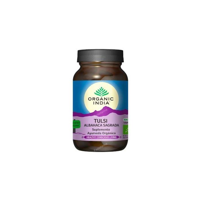 Organic India Tulsi Suplemento Ayurveda Orgánico, 90 Cápsulas Vegetales