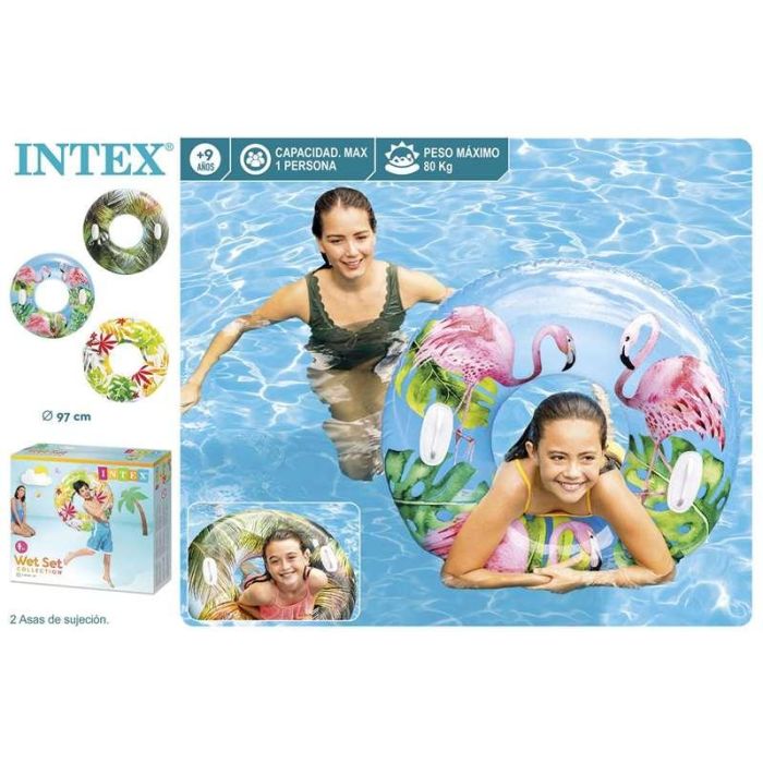 Intex Flotador Rueda Tropical 97 cm con Asas para Niños Mayores de 9 Años - Modelos Surtidos 1