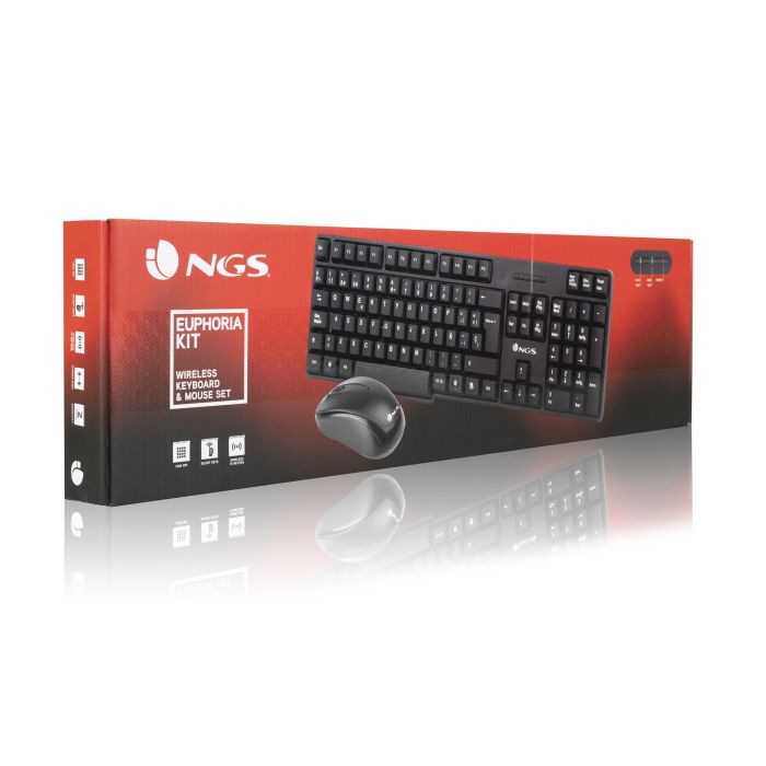Teclado y Ratón NGS EUPHORIA KIT Negro Qwerty Español Inalámbrico 9 Teclado y Ratón NGS EUPHORIA KIT Negro Qwerty Español Inalámbrico 9