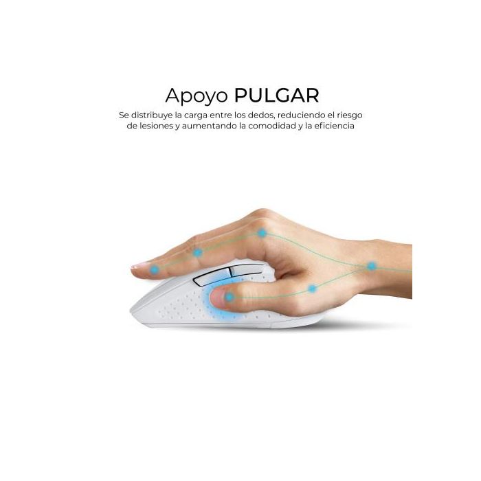 SUBBLIM SUBKBC-DCOPW1 Combo Teclado y Ratón Inalámbrico Ergonómico Dual Bluetooth 5.3/2.4G Recargable QWERTY Español Blanco Oficina 8