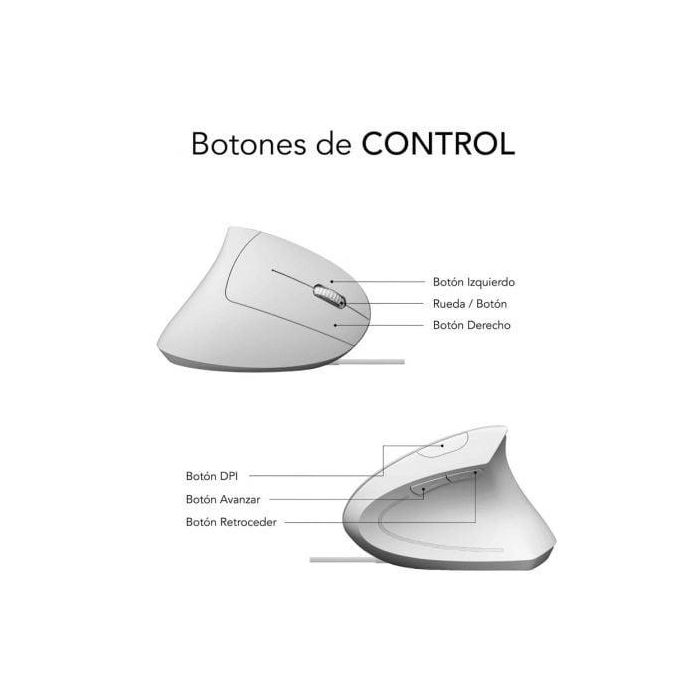 Ratón Ergonómico Subblim Glide Vertical Ergo Wired/ Hasta 1600 DPI/ Blanco 4 Ratón Ergonómico Subblim Glide Vertical Ergo Wired/ Hasta 1600 DPI/ Blanco 4