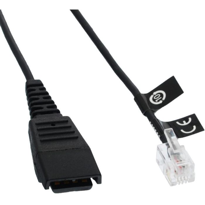 Jabra 8800-01-06 Cable QD a RJ10 para Siemens/Snom, 2m espiral, 0.5m, Negro