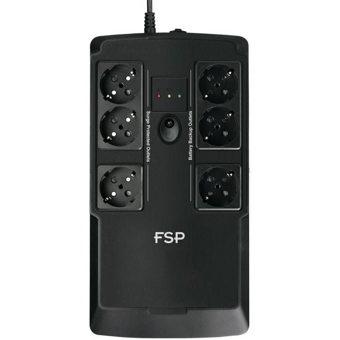 FSP NanoFit 800 - SAI/UPS 800VA 480W Offline, 6 Tomas Schuko, Pantalla LCD, Protección RJ45 y USB, Negro