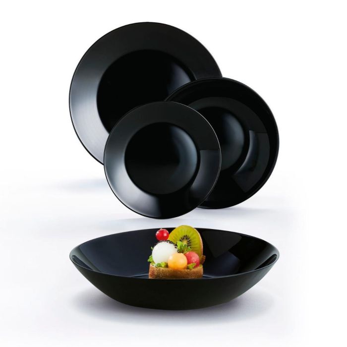 Luminarc Zelie Negro Vajilla de Vidrio Templado Negra 18 Piezas para 6 Personas. Resistente, Apto Lavavajillas y Microondas. 1 Luminarc Zelie Negro Vajilla de Vidrio Templado Negra 18 Piezas para 6 Personas. Resistente, Apto Lavavajillas y Microondas. 1