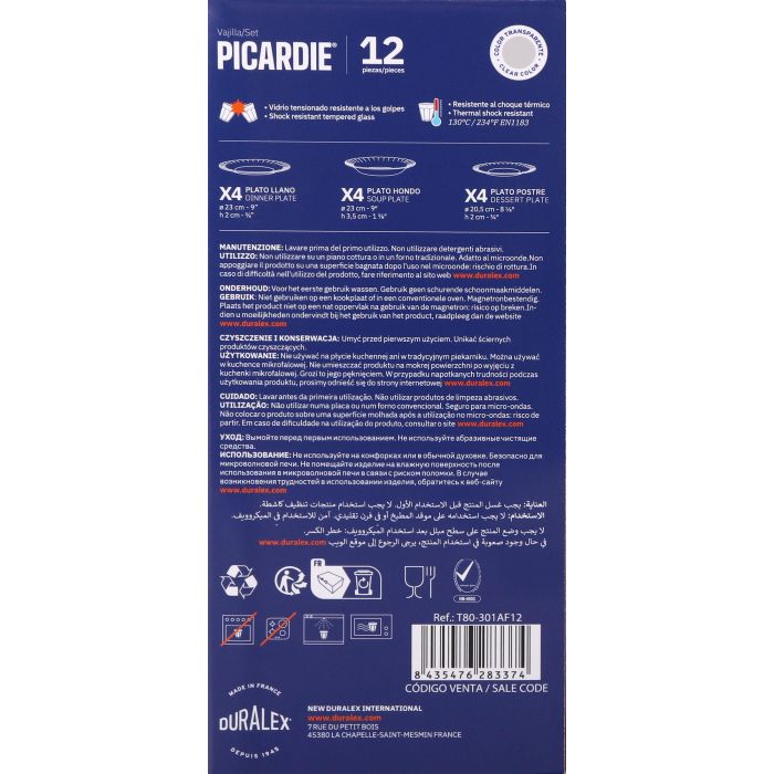 Vajilla transparente 12 piezas Duralex Picardie Ámbar (2 Unidades) 2 Vajilla transparente 12 piezas Duralex Picardie Ámbar (2 Unidades) 2