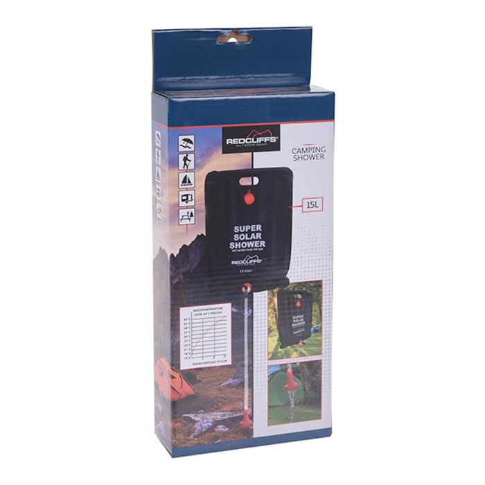 Redcliffs Ducha Portatil para Camping 15 L Negro PVC 1