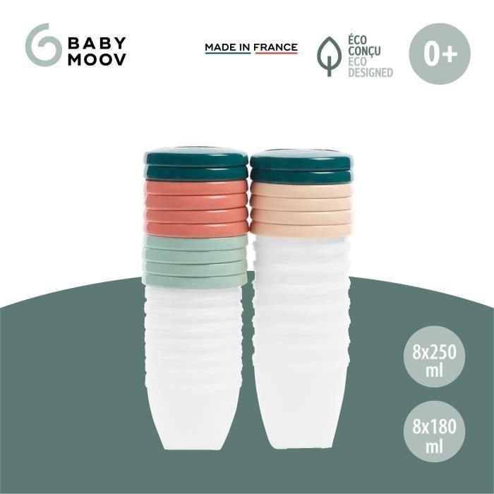 Babymoov Pots de conservación babybols - Lote de 8x180ml + 8x250ml 2