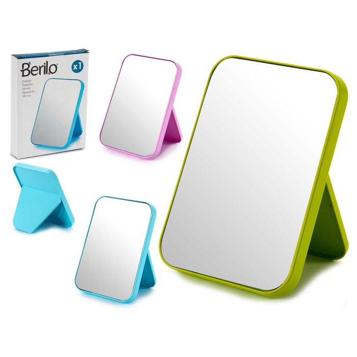 Berilo Espejo Pequeño de Plástico, Surtido Colores Azul, Morado, Verde, 11x15 cm (Set de 36)