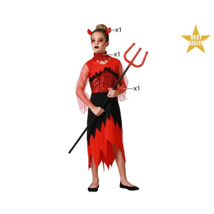 Disfraz de Halloween Niña Demonio Rojo y Negro 10-12 Años - Incluye Vestido, Diadema y Cuello Disfraz de Halloween Niña Demonio Rojo y Negro 10-12 Años - Incluye Vestido, Diadema y Cuello