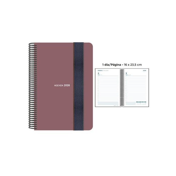 Agenda Anual (2026) Senfort Foam Espiral Tapa Pp Con Goma 160X235 D/P Siena