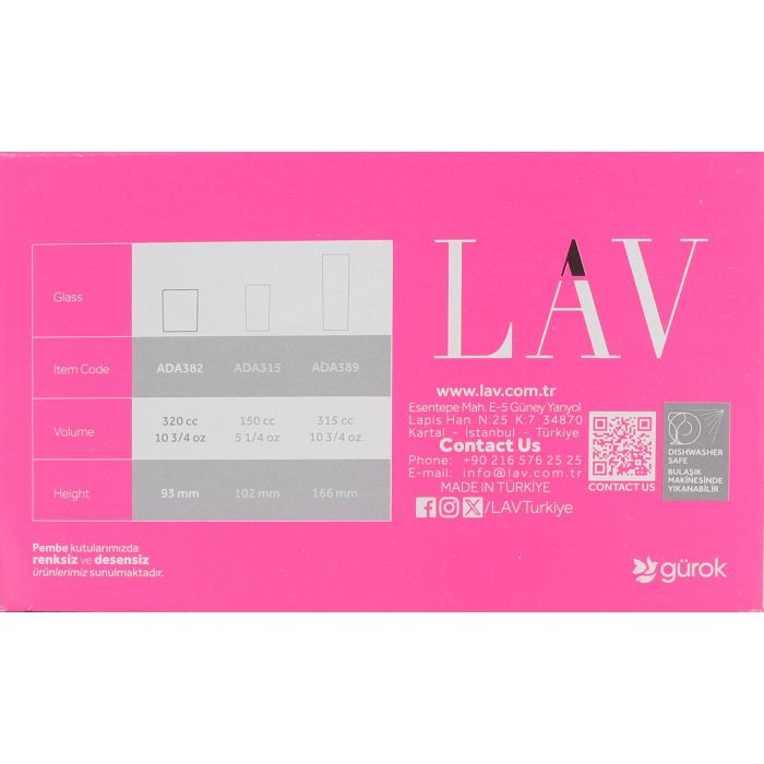 Lav Set 6 Vasos Whisky Reforzado 3, Ada, 7.8x7.8x9.3 cm, 202g (8 Cajas) 3