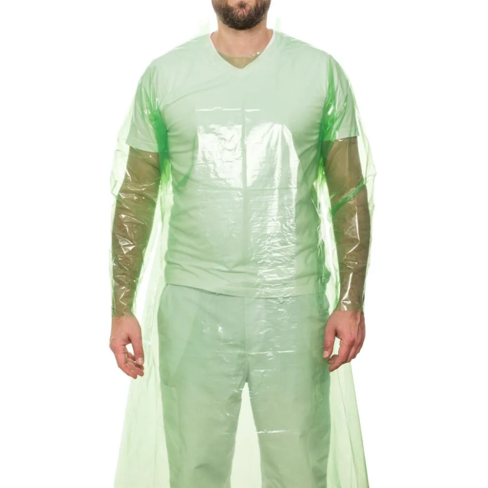 Covetrus Bata de Protección Desechable de Polietileno Verde con Puños Largos 140 cm