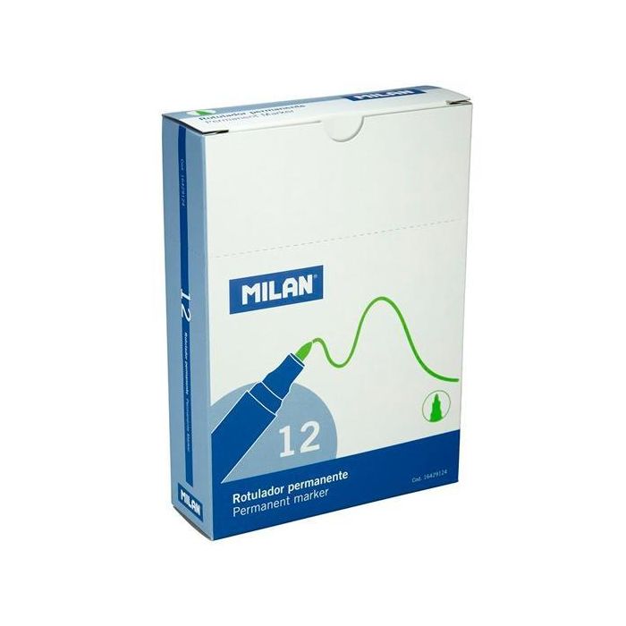 Milan Rotulador Permanente Punta Redonda 4 mm Verde Caja 12 Unidades Milan Rotulador Permanente Punta Redonda 4 mm Verde Caja 12 Unidades