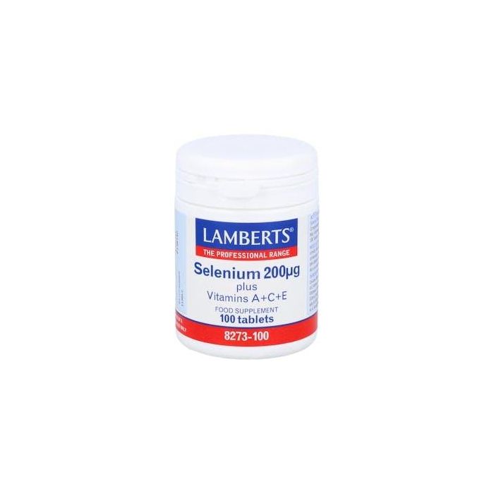 LAMBERTS Selenio L-Selenometionina con Vitaminas A, C y E para Inmunidad y Protección Celular, 100 Comprimidos