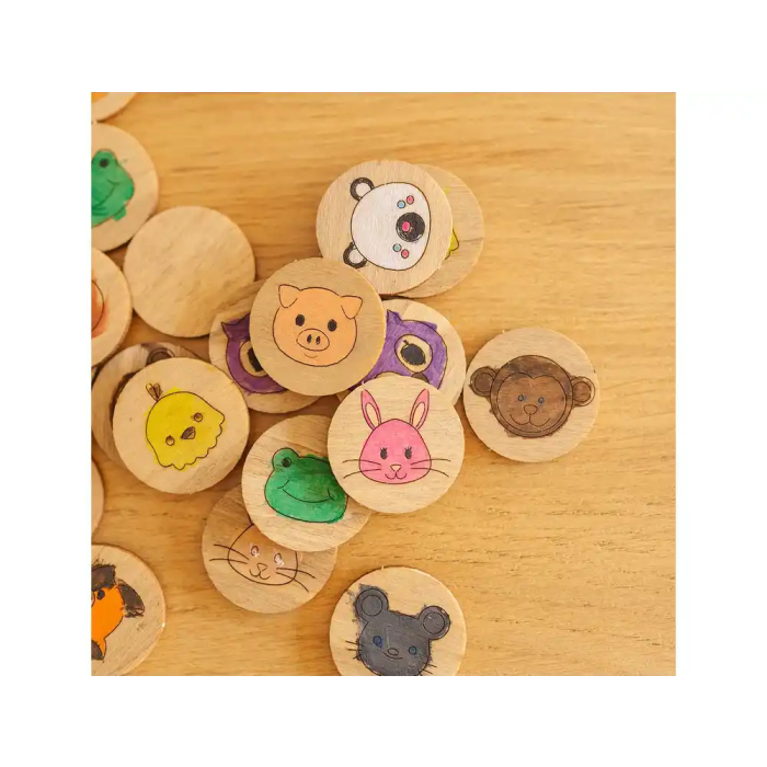 Wondee Kit para Colorear Figuras de Madera Sostenible con 12 Colores Vibrantes, Pinceles y Figuras Originales para Niños 3