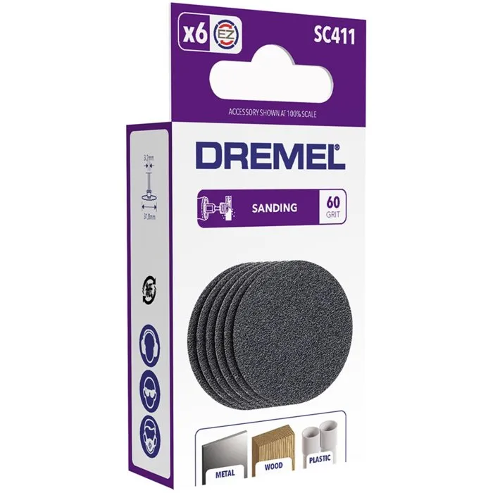 Dremel Discos de lijado S411 EZ Speedclic para lijado y modelado ligero, Ø 30 mm, grano 60 y 240 1