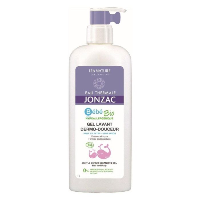 Jonzac Gel de Baño Bebé Dermo-Douceur Piel y Cabello Sensible Hipoalergénico Agua Termal pH Neutro 1000 mL