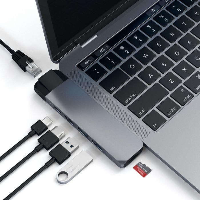 Satechi Type-C Pro Hub Adapter USB-C con HDMI 4K, Gigabit Ethernet, USB 3.0, Micro SD para MacBook Pro 13" 15" 2 Satechi Type-C Pro Hub Adapter USB-C con HDMI 4K, Gigabit Ethernet, USB 3.0, Micro SD para MacBook Pro 13" 15" 2