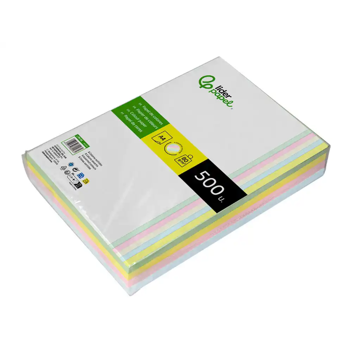 Liderpapel Papel Color A4 80gr 500 Hojas (5 Colores Surtidos) para Impresora Ink-jet, Laser y Fotocopiadoras 4 Liderpapel Papel Color A4 80gr 500 Hojas (5 Colores Surtidos) para Impresora Ink-jet, Laser y Fotocopiadoras 4