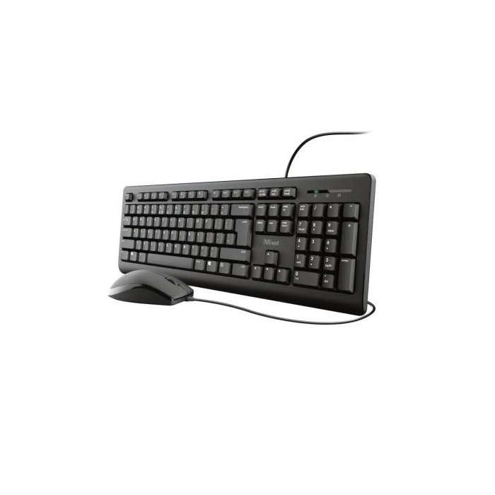 Trust Combo Teclado + Ratón TKM-250 Cable USB Silencioso Resistente a Líquidos Negro