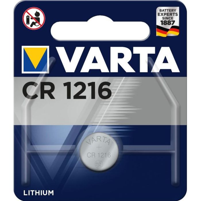 Varta Pila de Botón Lithium CR1216 3V, Ø12,5x1,6mm, Blister 1 Unidad