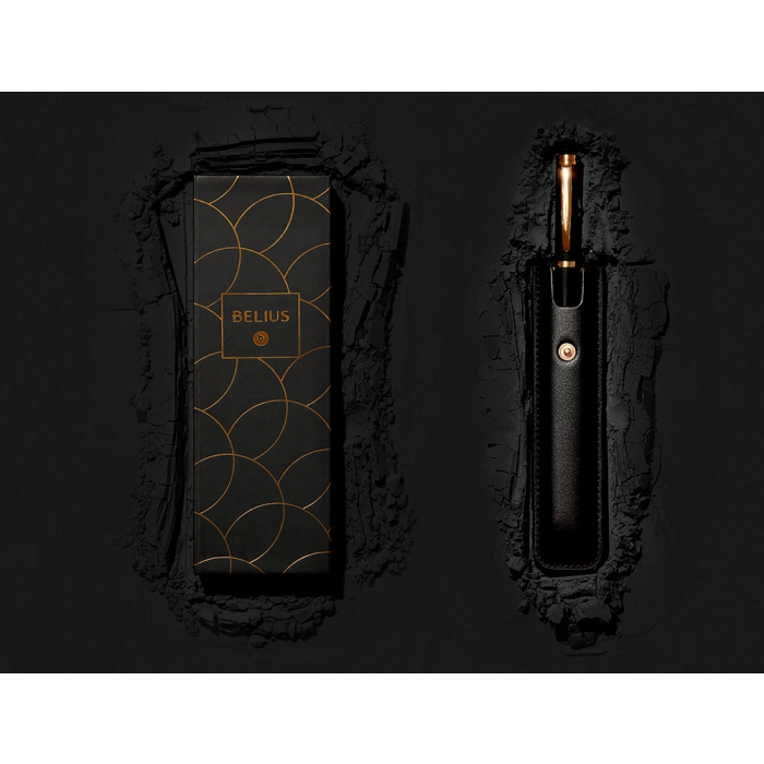 Belius Passion d'or Pluma Estilográfica Aluminio Negro y Dorado Tinta Azul Caja de Diseño M 1