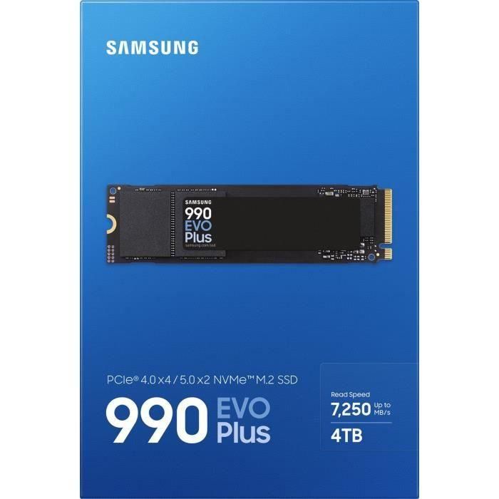 Samsung 990 EVO Plus MZ-V9S4T0BW SSD 4TB M.2 PCIe Gen5 NVMe, hasta 7250 MB/s lectura, compatible PS5 y PC 4