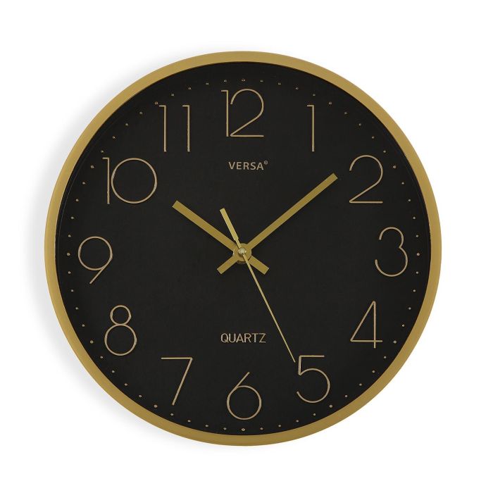 Reloj de Pared Negro/Dorado Versa 4x30 cm - Movimiento Silencioso (2 Unidades) Reloj de Pared Negro/Dorado Versa 4x30 cm - Movimiento Silencioso (2 Unidades)