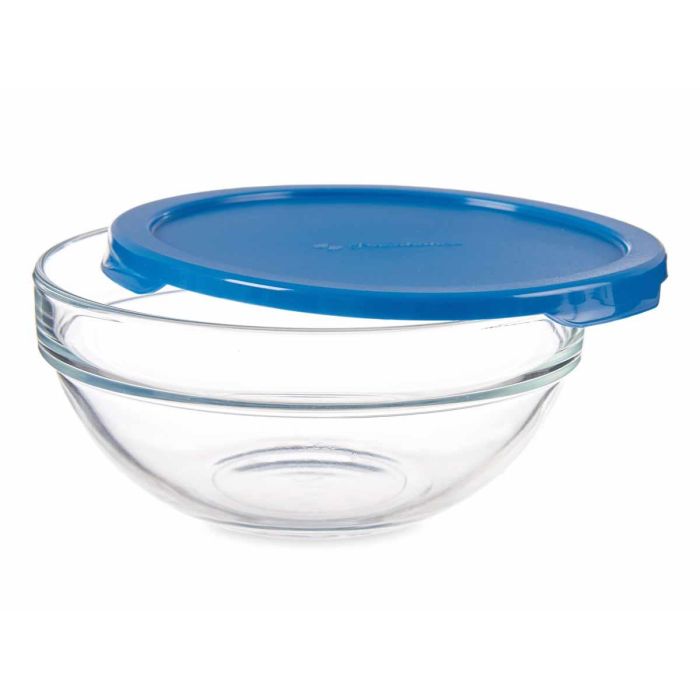 Pasabahce Fiambrera Redonda Chefs con Tapa Azul 595 ml - Vidrio y Plástico, 14x14x6.3 cm (Set de 6) 2