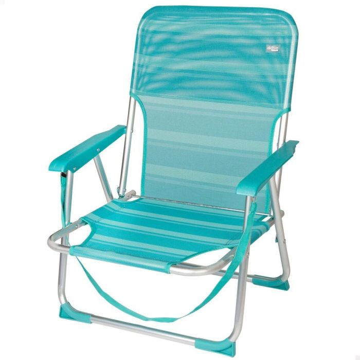 Silla de Playa Aktive Turquesa 44 x 72 x 35 cm Aluminio Plegable (4 Unidades) 6