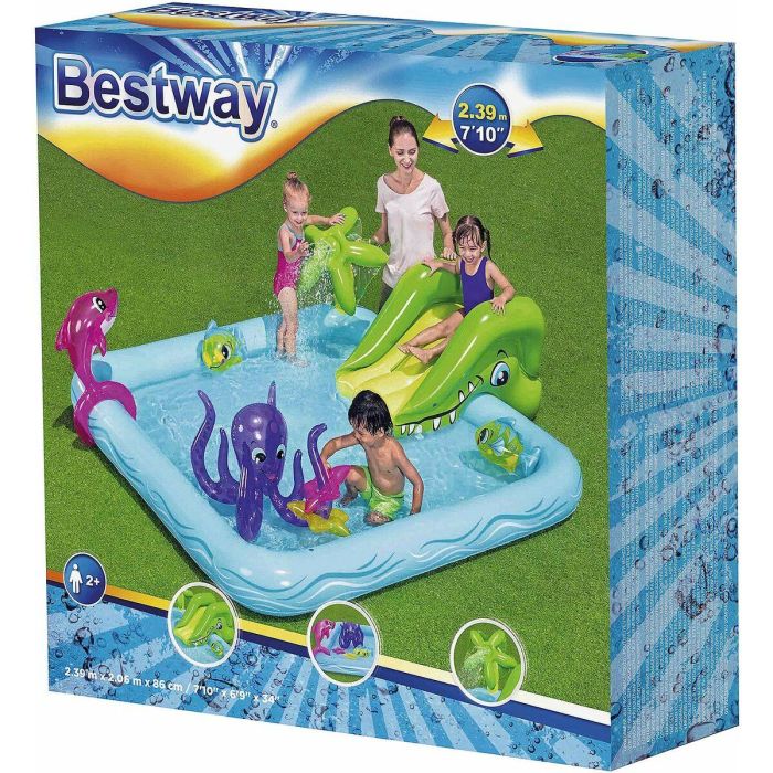 Bestway Piscina Infantil Zona de Juegos Acuático Fantástico 239 x 206 x 86 cm con Fuente y Tobogán 3