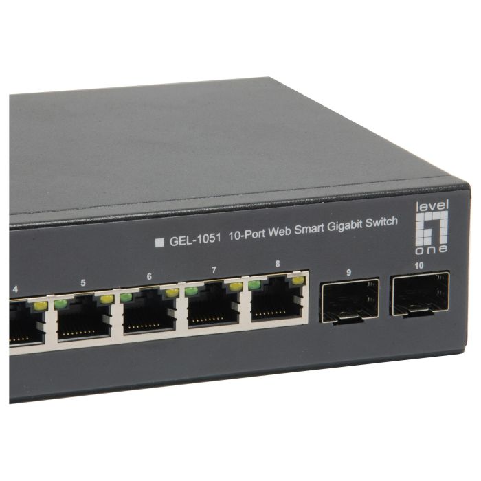 Level One GEP-1051 Switch Gestionado 8x PoE 70W 2x SFP Gigabit Ethernet Montaje en Rack 4 Level One GEP-1051 Switch Gestionado 8x PoE 70W 2x SFP Gigabit Ethernet Montaje en Rack 4