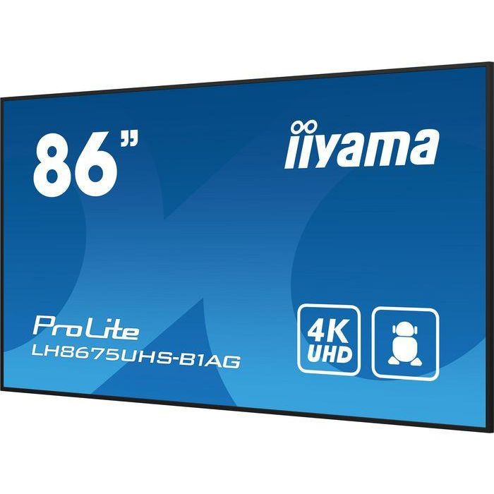Monitor Iiyama 86" (LH8675UHS-B1AG) 3840X2160 / 4K Uhd / 24/7 / 500 Cd/M / 8Ms / Dp / 3Xhdmi / Micro Sd Slot / E-Share /Iisignage 2 / Rj45 / Sdm Slot Pc / Android 11.0 / Vesa 600X400 6 Monitor Iiyama 86" (LH8675UHS-B1AG) 3840X2160 / 4K Uhd / 24/7 / 500 Cd/M / 8Ms / Dp / 3Xhdmi / Micro Sd Slot / E-Share /Iisignage 2 / Rj45 / Sdm Slot Pc / Android 11.0 / Vesa 600X400 6