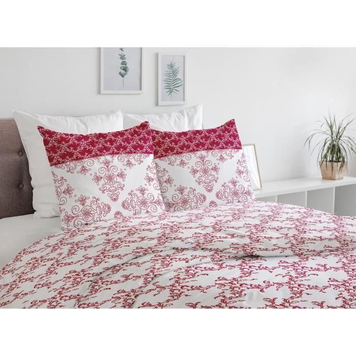 Juego nórdico 240x260 cm HOME LINGE PASSION FRISE: Funda nórdica + 2 fundas de almohada - 100% Algodón 57 hilos - Burdeos 3 Juego nórdico 240x260 cm HOME LINGE PASSION FRISE: Funda nórdica + 2 fundas de almohada - 100% Algodón 57 hilos - Burdeos 3