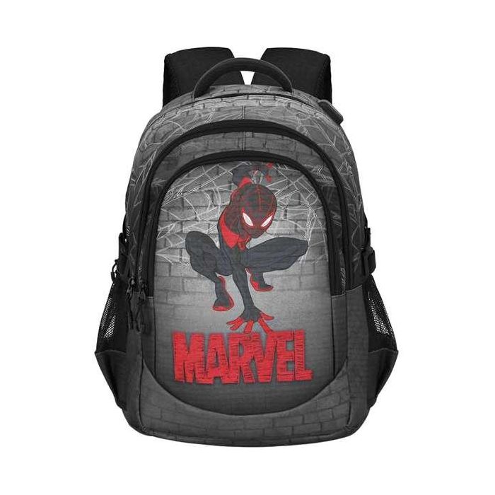 Karactermania Mochila Spiderman Run. Plus FAN Spin 44x34x21 cm, Gran Capacidad, 3 Compartimentos, Material Ripstop, Gris 1