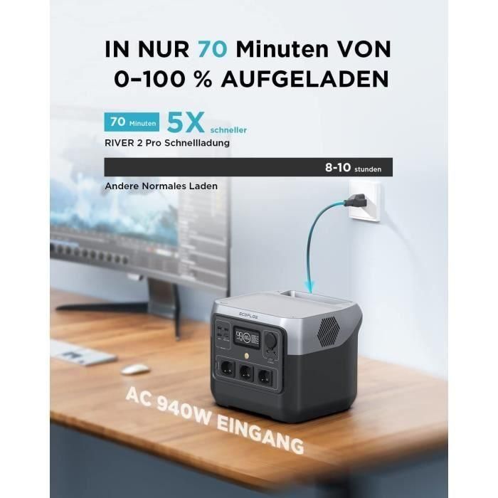 Generador eléctrico portátil de River 2 Pro, 768Wh, 3 CA SALTENT - 800 W en total (Overvoltaje 1600 W) 2 Generador eléctrico portátil de River 2 Pro, 768Wh, 3 CA SALTENT - 800 W en total (Overvoltaje 1600 W) 2